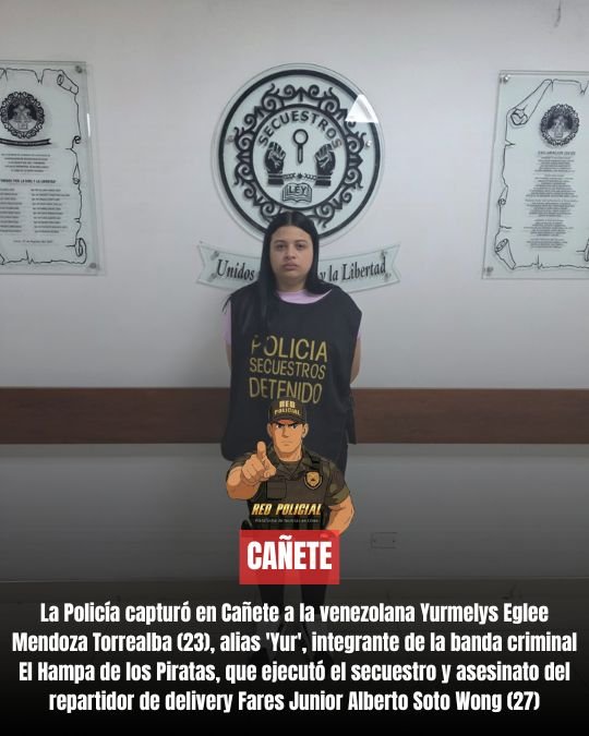Imagen: La Policía capturó en Cañete a la venezolana Yurmelys Eglee Mendoza Torrealba (23), alias Yur, integrante de la banda criminal El Hampa de los Piratas, por el secuestro y asesinato del repartidor de delivery Fares Junior Alberto Soto Wong (27) 
