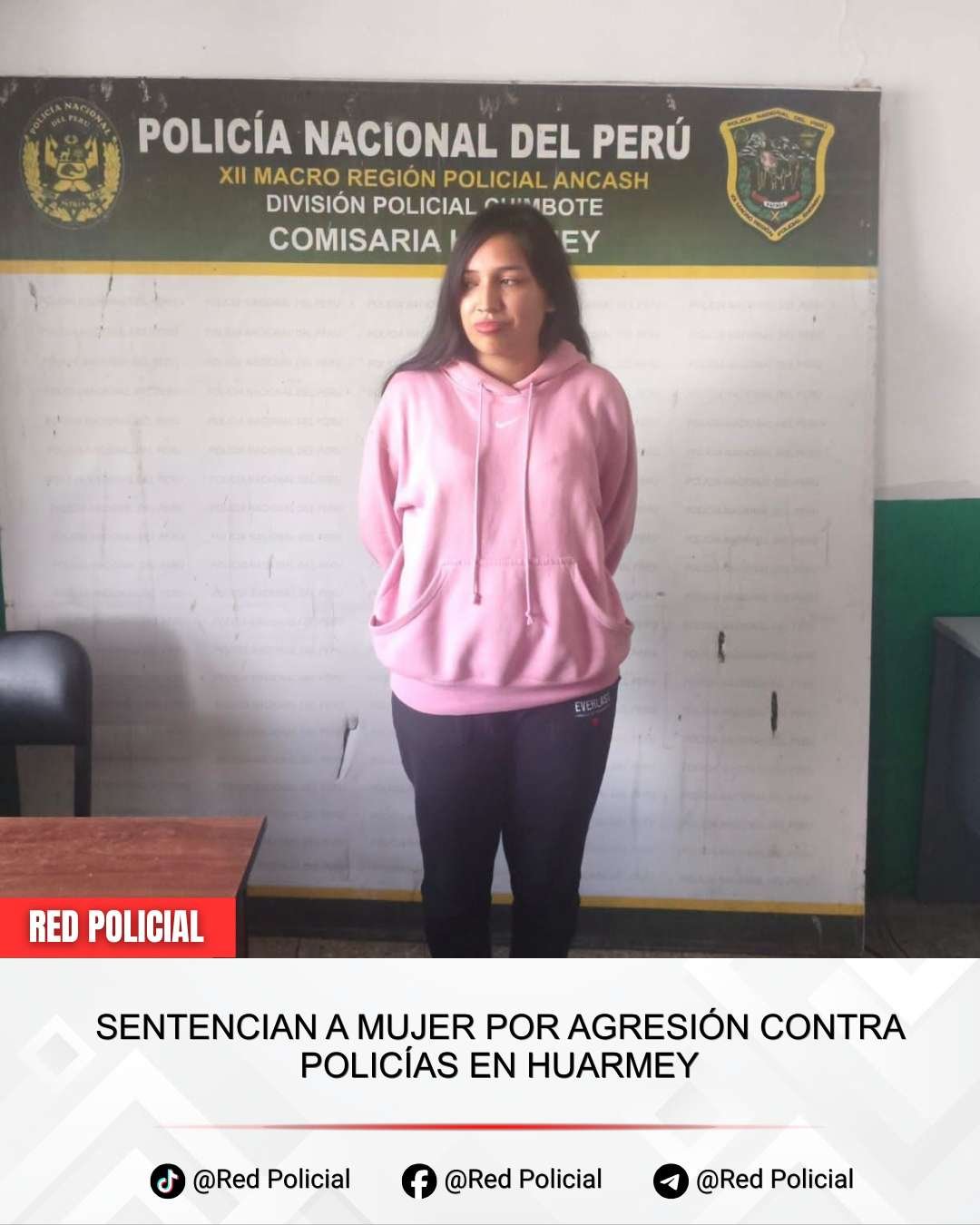 Imagen: Sentencian a mujer por agresión contra policías en Huarmey, Rosa María Aranda Loyola. 