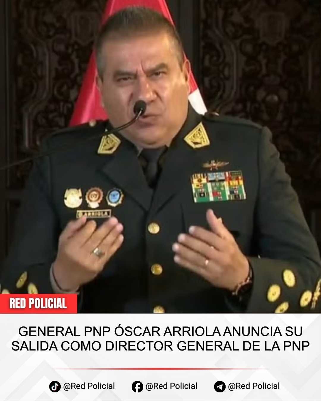 Imagen: General Óscar Arriola anuncia salida de la PNP el 2026 