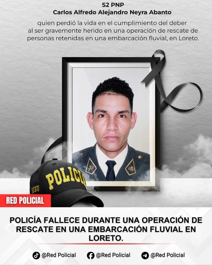 Imagen: policía fallece durante una operación de rescate en una embarcación fluvial en Loreto. 