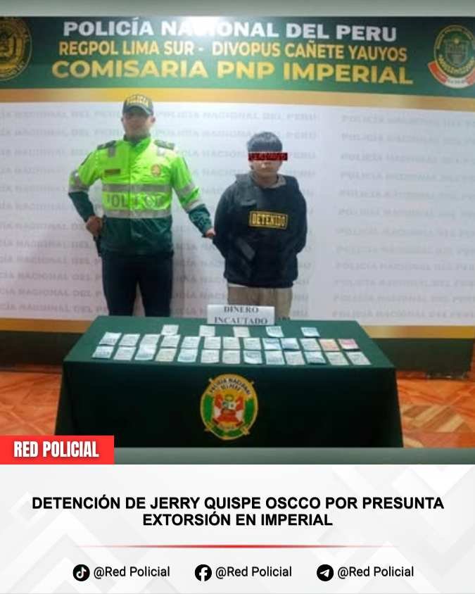 Imagen: Detención de Jerry Quispe Oscco por presunta extorsión en Imperial 