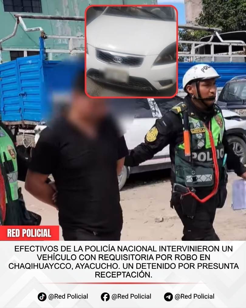 Imagen: Intervención en Ayacucho: Policía recupera vehículo robado 