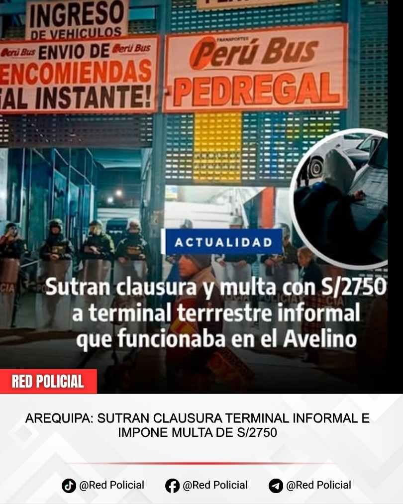 Imagen: Arequipa: Sutran clausura terminal informal e impone multa de S/2750 